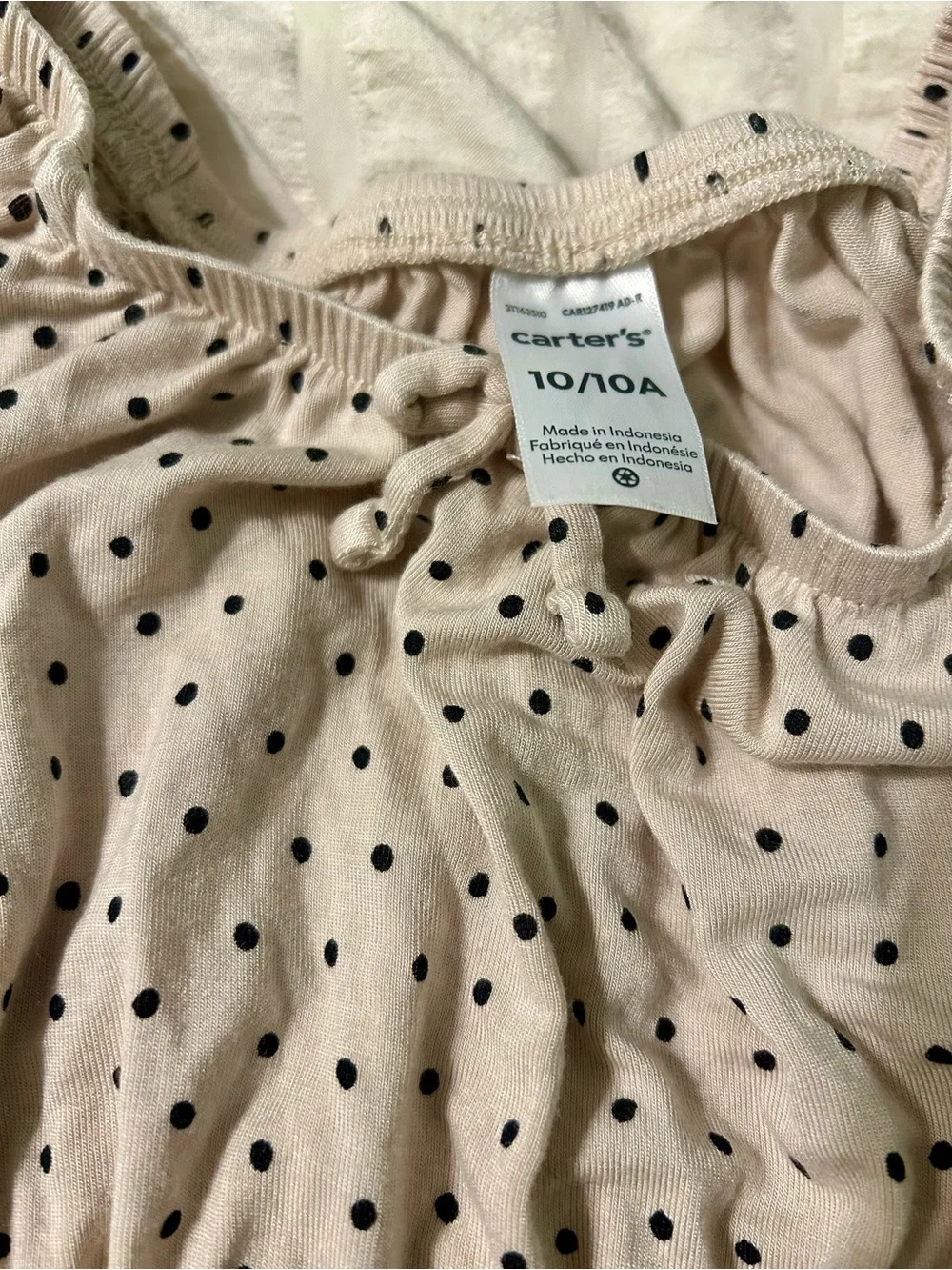 Carter's Cream Dress with Navy Polka Dots